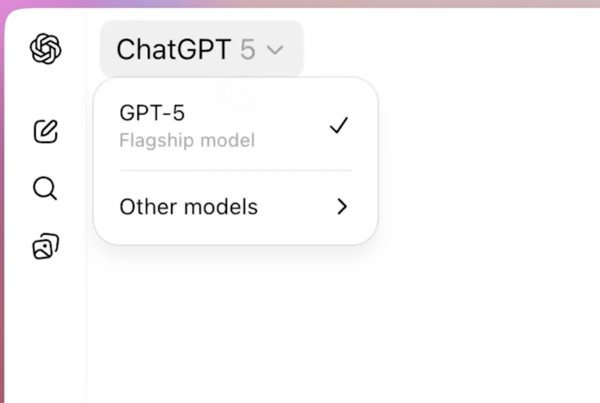 GPT 5 dropdown menu