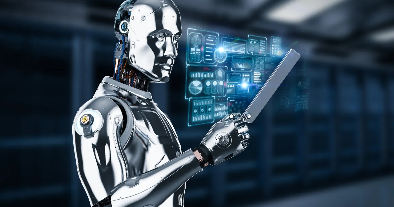 An image of Nvidia Cosmos Physical AI robot analyzing data for work.